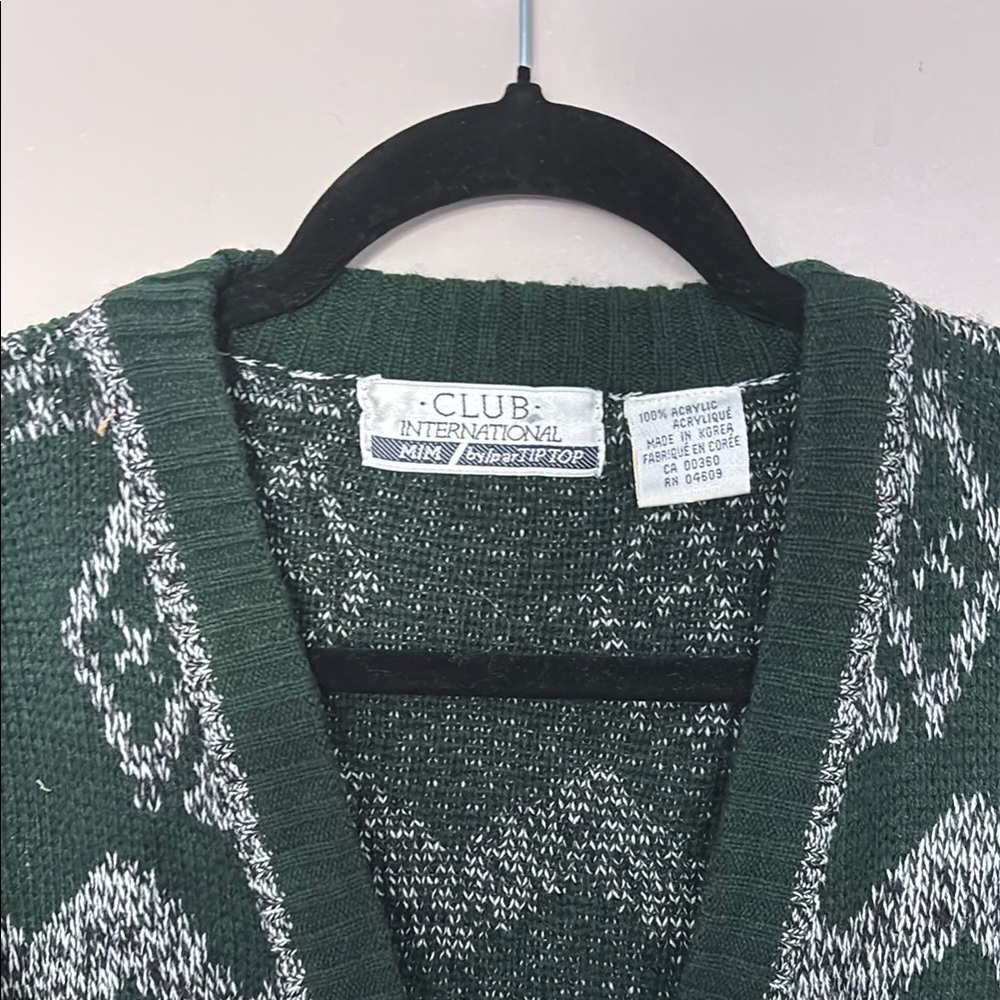 Vintage Green oversized Cardigan Sweater - Picture 3 of 4
